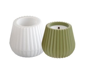 Molde silicona maceta portavelas conico rayado 